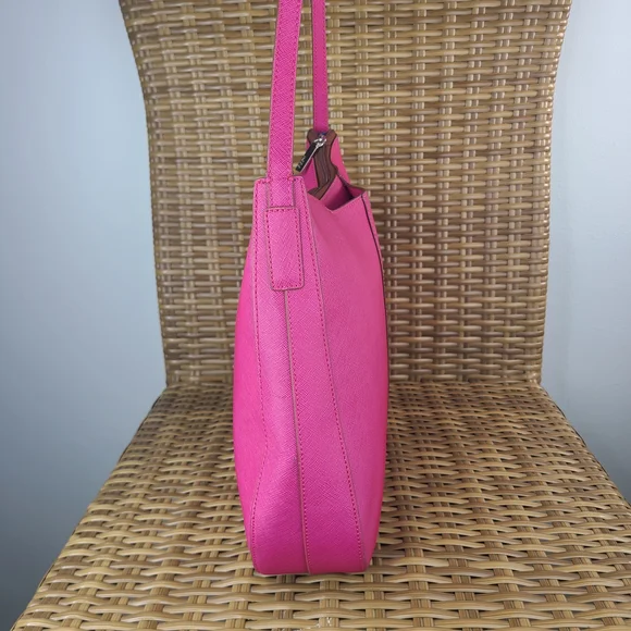Hobo International Pink Saffiano Leather Shoulder Bag Purse - Picture 7 of 16